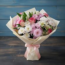 Букет цветов из:  Хризантемы, Альстромерии и Розы #REPLACE_PRED# Кировской