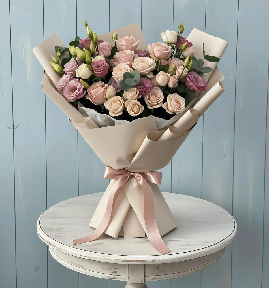 Букет цветов из: Розы и Лизиантусы в Кировской