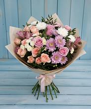 Букет цветов из:  Хризантемы, Розы и Альстромерии #REPLACE_PRED# Кировской