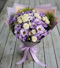 Букет цветов из:  Хризантемы и Розы в Кировской